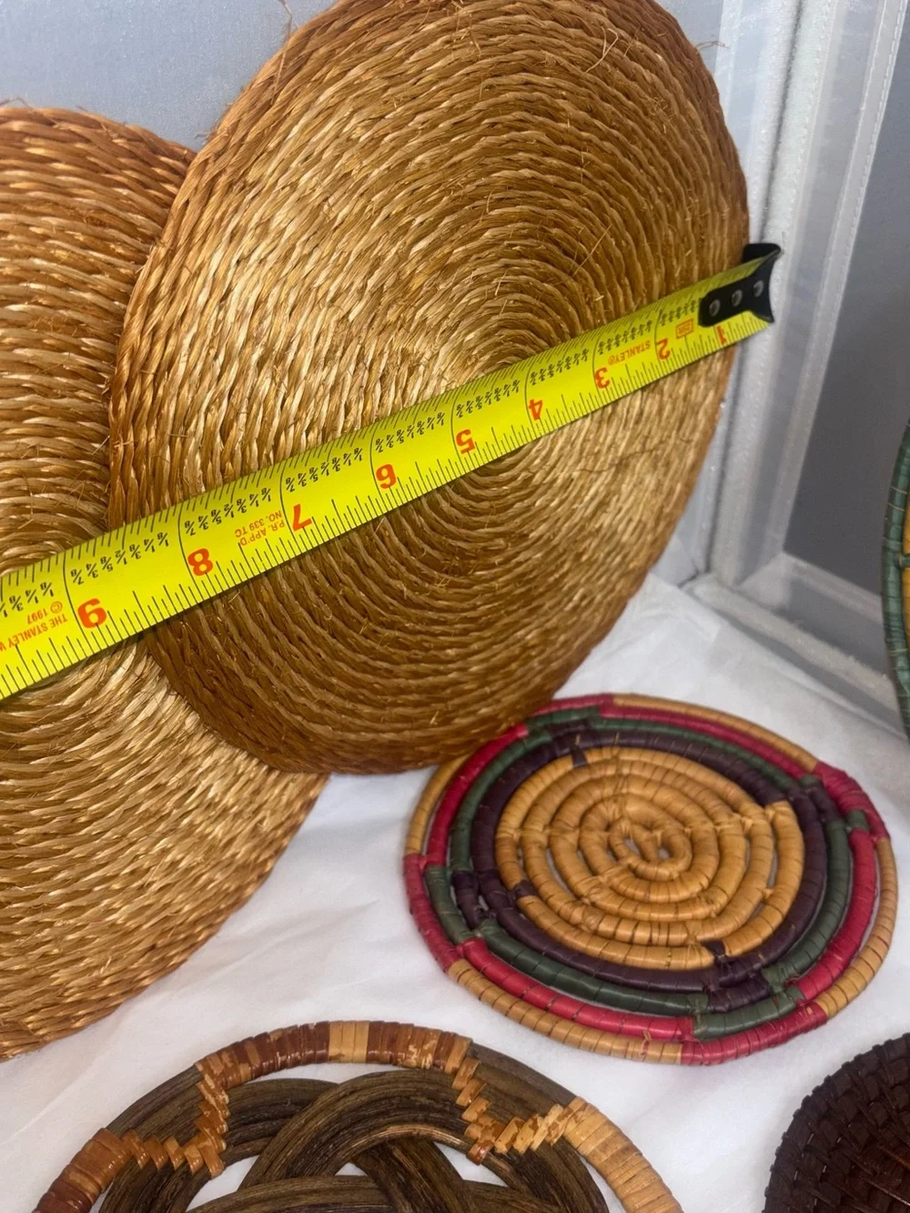 Handwoven Natural Wicker trivets vintage wall art farmhouse decor